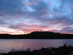 Tuesday's sunset from the cabin on Lac Larouche.