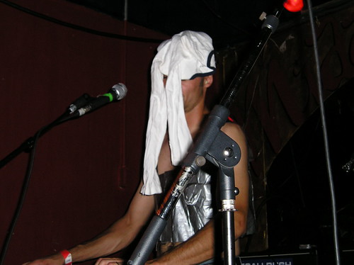 T-shirts were thrown on stage and one landed on the head of the keyboardist for Dr. Frog