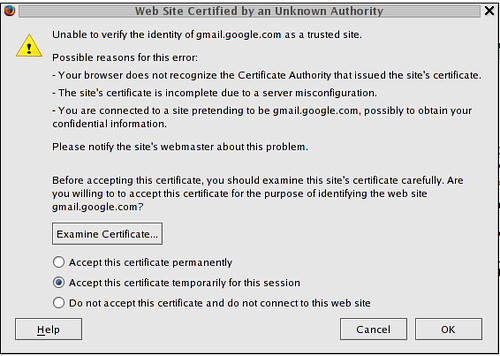 gmail SSL Certificate problem?